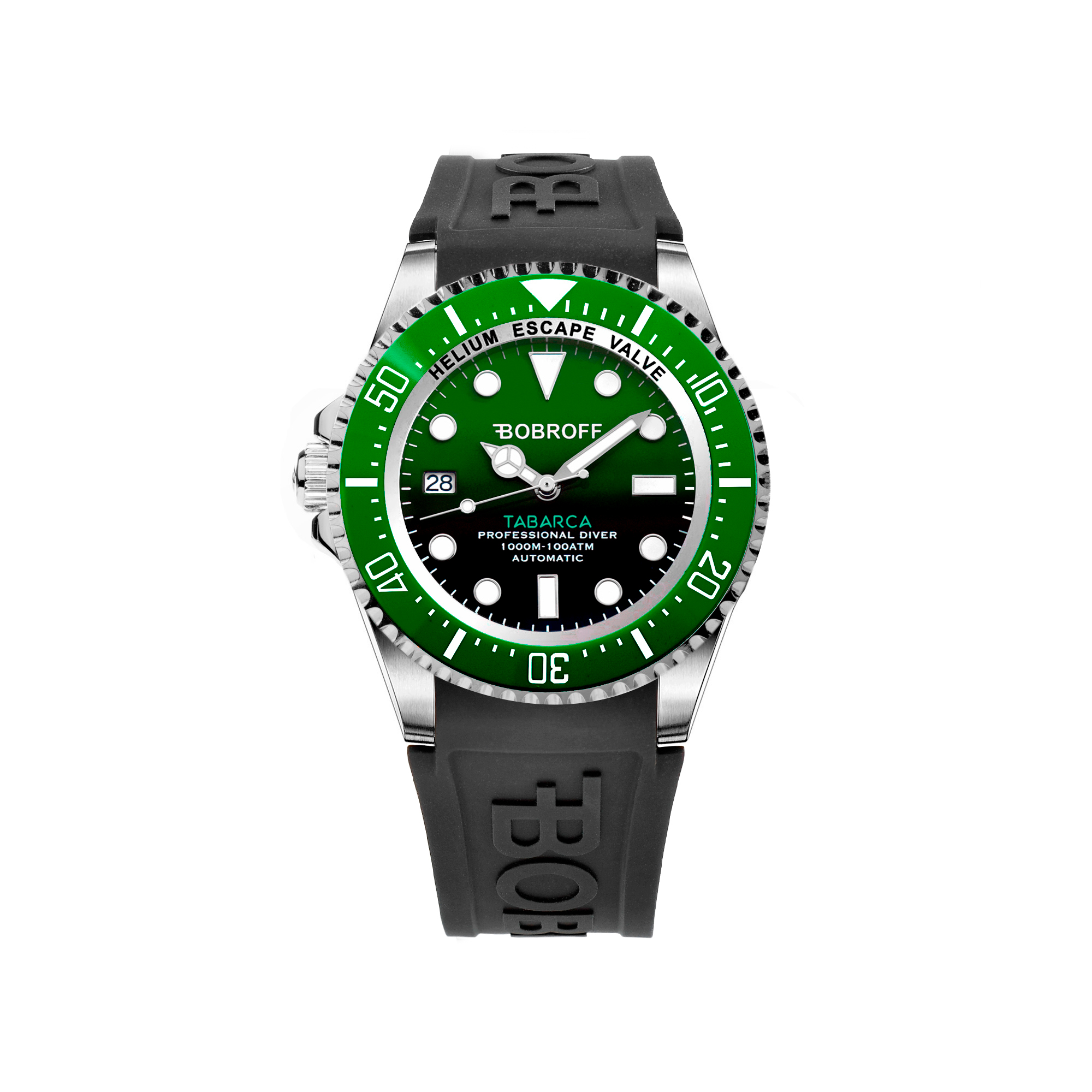 Bobroff - Orologio subacqueo professionale da uomo, automatico, 1000 m, Arancio, valvola dell'elio BF0004ibn-BFSTB